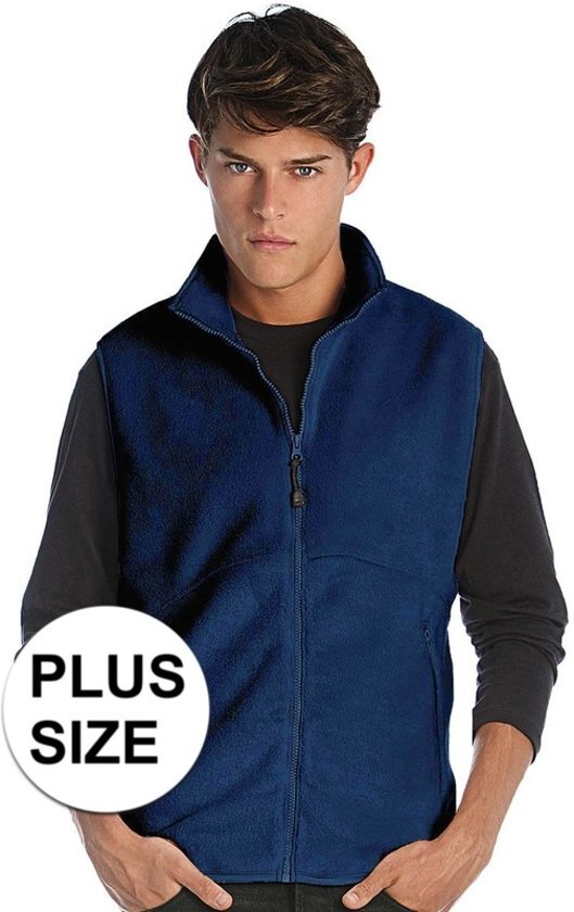 James & Nicholson Grote maten fleece casual bodywarmer navy blauw voor heren - Plus size outdoorkleding wandelen/zeilen - Mouwloze vesten 3XL