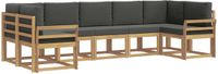 vidaXL - Hoek loungeset - 7 zitplekken - Wit en antracietkleurig - Acacia hout