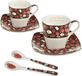 Queen Isabell W20PWB06-09646 Tasse à expresso avec soucoupe - Porcelaine blanche et rouge