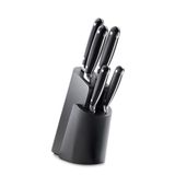 PW Paul Wirths Eclipse Messenblok uitgerust | 5-delige messenset | broodmes, koksmes, hammes, universeel mes, spickmes | zwart | extreem scherp lemmet | 37 x 23,5 x 9,5 cm