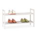 Relaxdays schoenenrek stapelbaar, 2 etages, hout, hal. gang, voor 6 paar schoenen, schoenenkast, HBD 41x69x71 cm, wit