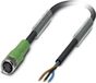 Phoenix Contact Câble capteur M8, PVC, 3 pôles, connecteur droit, codage A, longueur 10,0 mètres, noir profond (RAL 9005), câble