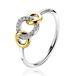 ZINZI zilveren bicolor ring 3 verbonden cirkels wit ZIR2045Y