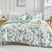 TRANKIELO® Housse de couette 240x220 cm Microfibre avec motif de branches et feuilles 3 pièces Vert
