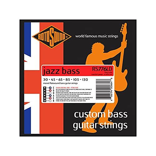 Rotosound Jazz 77 Monel Flatwound 6-String Bass Guitar Strings - RS776LD - Hybrid 30-130
