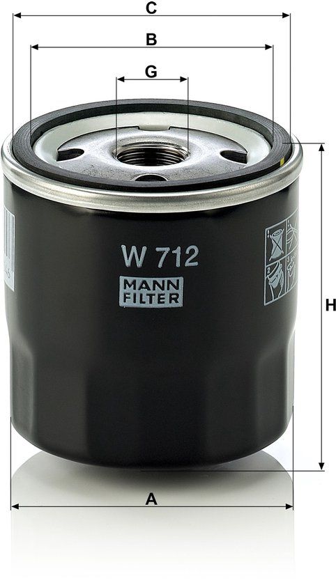 MANN-FILTER W 712/75 - Oliefilter - Schroeffilter - Voor Opel - Ø 76 mm - Hoogte 79 mm
