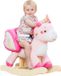 Wan GmbH Cheval à bascule en bois Licorne pour bébés de 1 à 12 ans - Jouet à bascule pour intérieur et extérieur, Rose