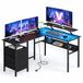 VASAGLE bureau en hoek bureau met stopcontacten, LED-verlichting, USB-poorten