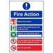 VSafety 5 Message Fire Action Kennisbord - 210mm x 297mm (A4) - 1mm Rigid Plastic