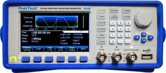 Peaktech 4046 2CH willekeurige golfvormgenerator, 1µHz -160 MHz