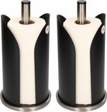 Zeller 2x Zwarte metalen keukenrolhouders rond 15 x 31 cm
