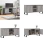 vidaXL meuble TV, bois traité, gris chêne Sonoma, 104x35x50 cm
