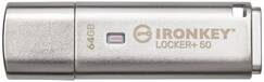Kingston IronKey Locker+ 50 - USB-stick - 64GB - Zilver