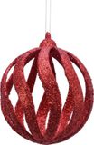Decoris Kaemingk B.V. 6x Open kerstballen rood met glitters 8 cm kunststof