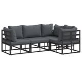 vidaXL Tuinbank - Set - 4 - st - Zwart - Aluminium