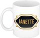 Bellatio Decorations Bol Janette naam cadeau mok / beker met gouden embleem - kado verjaardag/ moeder/ pensioen/ geslaagd/ bedankt