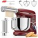 Robot pâtissier avec machine à pâtes - 2000 W - Bol mélangeur inox 6,2 litres - 8 vitesses de pétrissage - Laminoir à pâtes - Rouge
