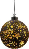 Anna's Collection Led bal glas sterren dia. 12 cm zwart/goud