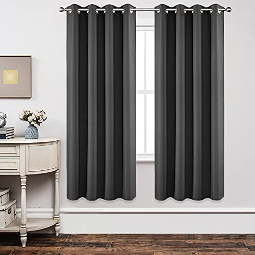 Joydeco Verduisterende gordijnen - 183 cm - 2 panelen - Thermisch geïsoleerd - 132 x 182 cm - Zwart
