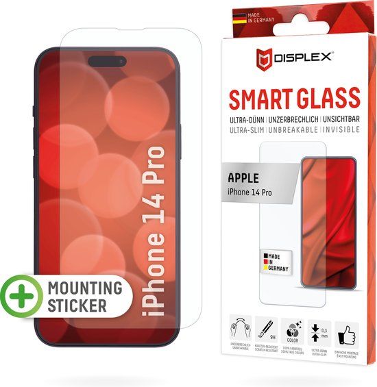 Displex Premium Smart Glass Screenprotector voor Apple iPhone 14 Pro - Tempered Glass