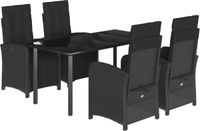 vidaXL 5-delige Tuinset met Kussens Poly Rattan Zwart