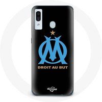 Maniacase Hoesje voor Samsung Galaxy A20 Olympique de Marseille Logo Zwarte Achtergrond