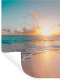 StickerSnake Muursticker Zonsondergang Strand Zee Zomer Blauw 30x40cm - StickerSnake