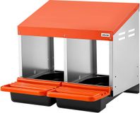 VEVOR Legnest 535x525x475 mm, 2 compartimenten, metalen kippennest met opvangbak en ventilatiegaten, pluimveenest, verrijdbaar nest, ideaal voor hennen, eenden, kippen en ander pluimvee, oranje