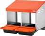 VEVOR Legnest 535x525x475 mm, 2 compartimenten, metalen kippennest met opvangbak en ventilatiegaten, pluimveenest, verrijdbaar nest, ideaal voor hennen, eenden, kippen en ander pluimvee, oranje