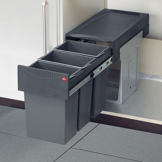 Hailo Tandem de Luxe Inbouw Prullenbak - 3 x 10 l - Grijs