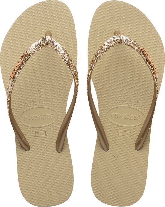 Havaianas Slim Glitter II Dames Slippers - Zand - Maat 41/42