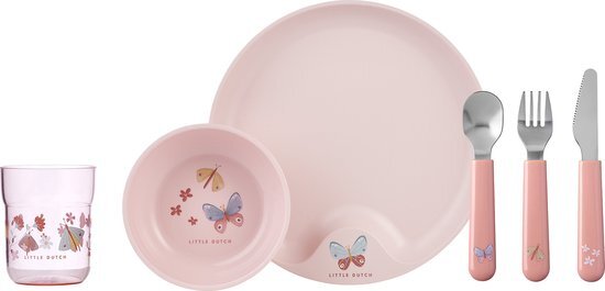 Mepal Mio kinderservies set – 6-delig – Kraamcadeau – Kinderservies – Flowers & Butterflies