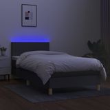 vidaXL Boxspring met Matras en LED Stof Donkerbruin 90x190 cm