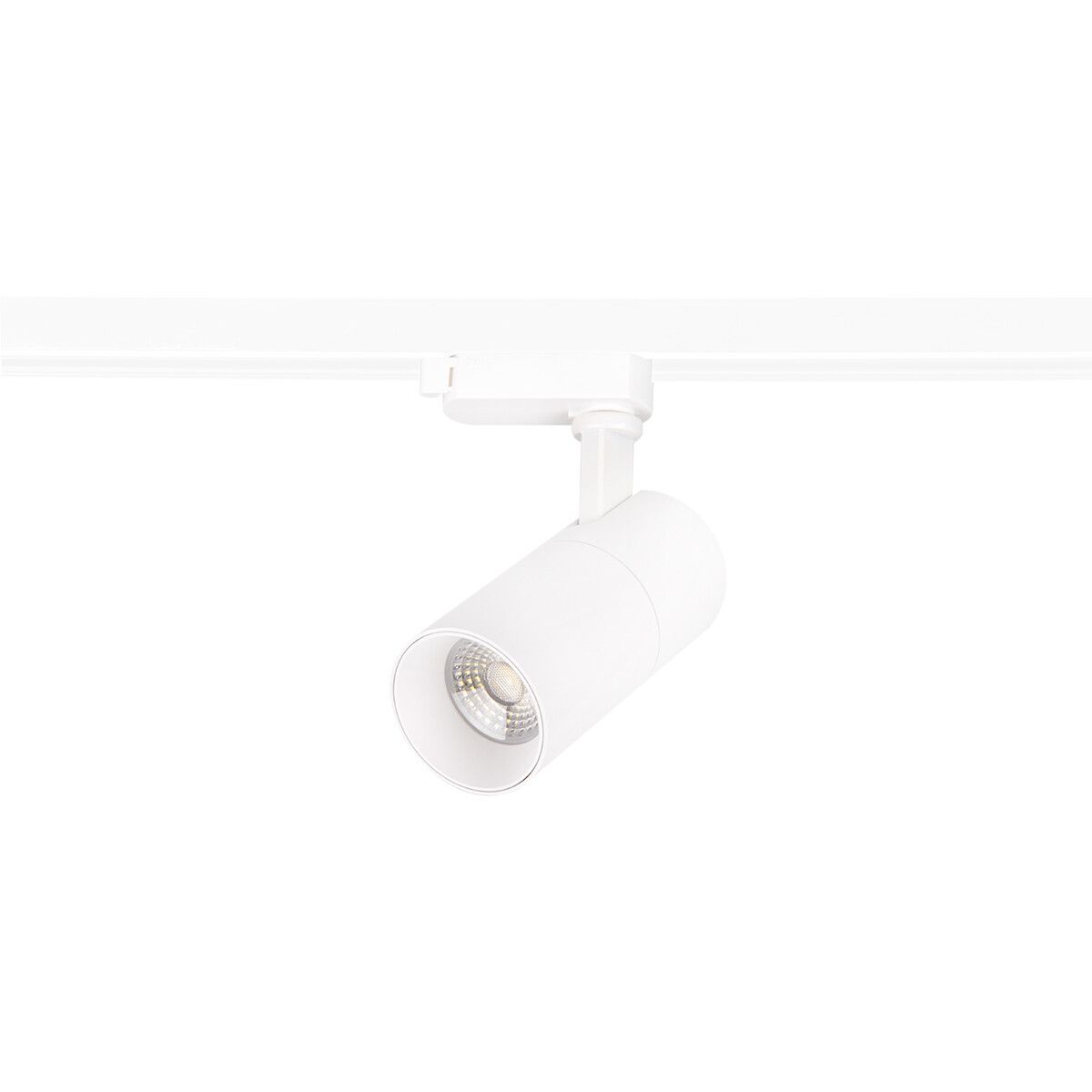 BES LED Railverlichting - Track Spot - Prixa Pina - 1 Fase - 20W - Helder/Koud Wit 6500K - Mat Wit - Rond - Aluminium
