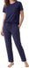Schiesser Dames pyjama Mix & Relax blauw / crème