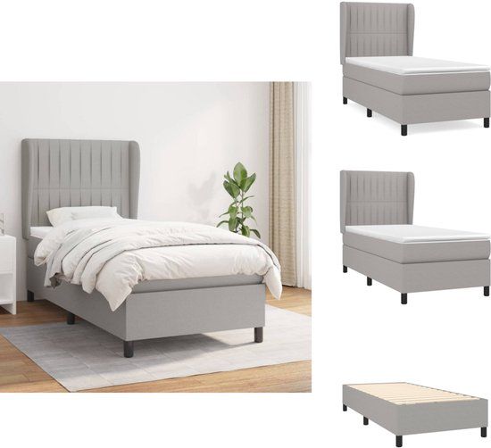 vidaXL Boxspring met matras stof lichtgrijs 80x200 cm