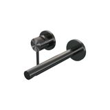 Brauer Gunmetal Carving Inbouw Wastafelmengkraan met Rechte Uitloop en Rozetten Model A2 Gunmetal Geborsteld PVD