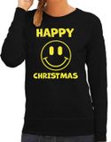 Bellatio Decorations Foute Kersttrui Dames - Happy Christmas - Zwart/Geel - S