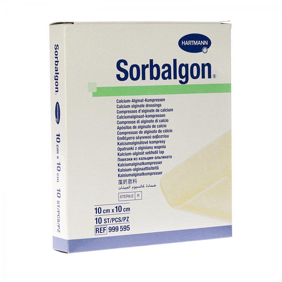 Sorbalgon alginaatverband 10cmx10cm 10 stuks