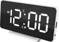 Caliber Wekker - Digitale Wekker - Slimline - Twee alarmen - Groot Dimbaar Wit Display - USB Oplader - Wit
