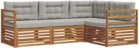 vidaXL - Acacia Hout Loungeset met 4 Zitplaatsen - Natuurlijk en Lichtgrijs