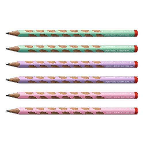 Stabilo Ergonomisch driehoekig potlood voor rechtshandigen - EASYgraph in pastelgroen, pastelroze, pastelpaars - 6-pack - hardheid HB