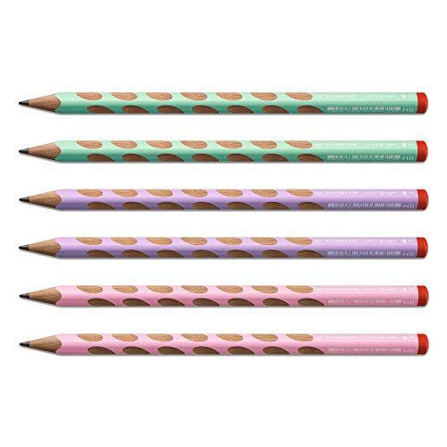 Stabilo EASYgraph - Driehoekig potlood - Pastelgroen/Roze/Paars - 6 stuks - HB