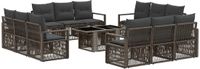 vidaXL - Tuinbank - Set - 13 - st - Grijs - en - Donkergrijs - poly - rattan