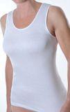 Merkloos / Sans marque Toker Dames Hemdje, breed bandje 204/1 - 100% katoenen onderhemd - Singlet - Diepe hals - Wit - XL