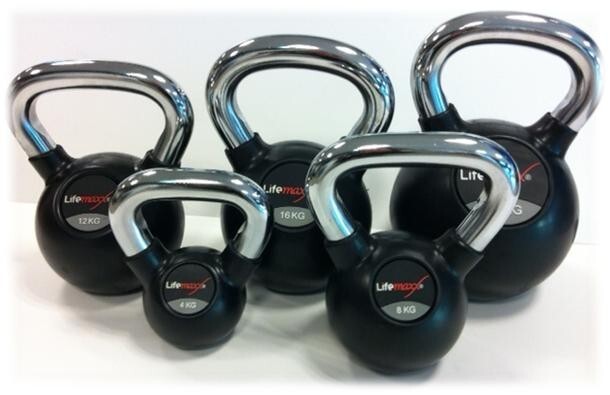 Lifemaxx Kettlebell 12 kg l Chrome Rubber