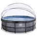 EXIT Stone Round Pool ø450x122cm avec pompe à filtre à sable, couverture - Gris