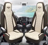 Bremer Sitzbezüge Premium Camper stoelhoezen voor Chausson Van PLKT210 in Bruin/Beige (2 losse stoelen)