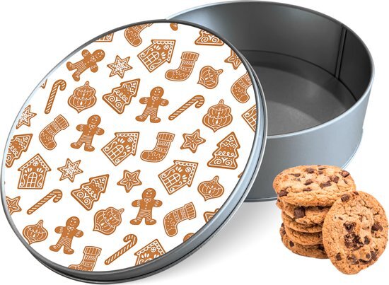 qMust Koektrommel Christmas Cookies rond 15 x 15 x 5 cm Christmas Cookies
