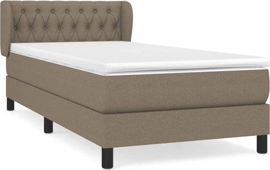 vidaXL Boxspring met matras stof taupe 90x190 cm